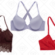 Lace Hi-Low Bralette, $27 | Sunnie Full Coverage Lightly Lined Bra, $45 | Lace T-Back Bralette, $27
